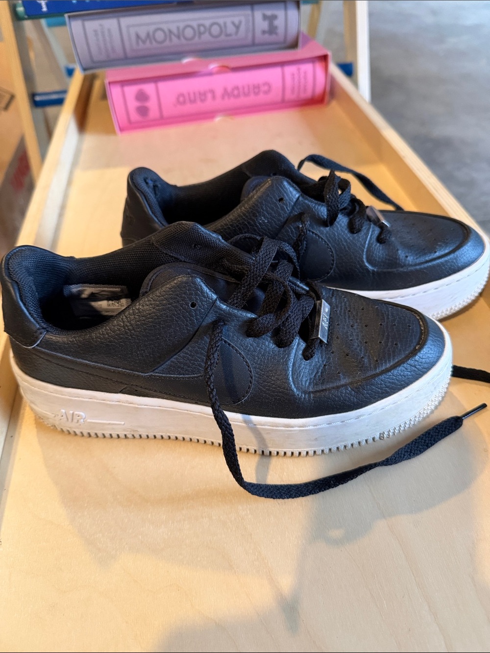 Nike Platform Black Low-Top Leather Sneakers with White Sole